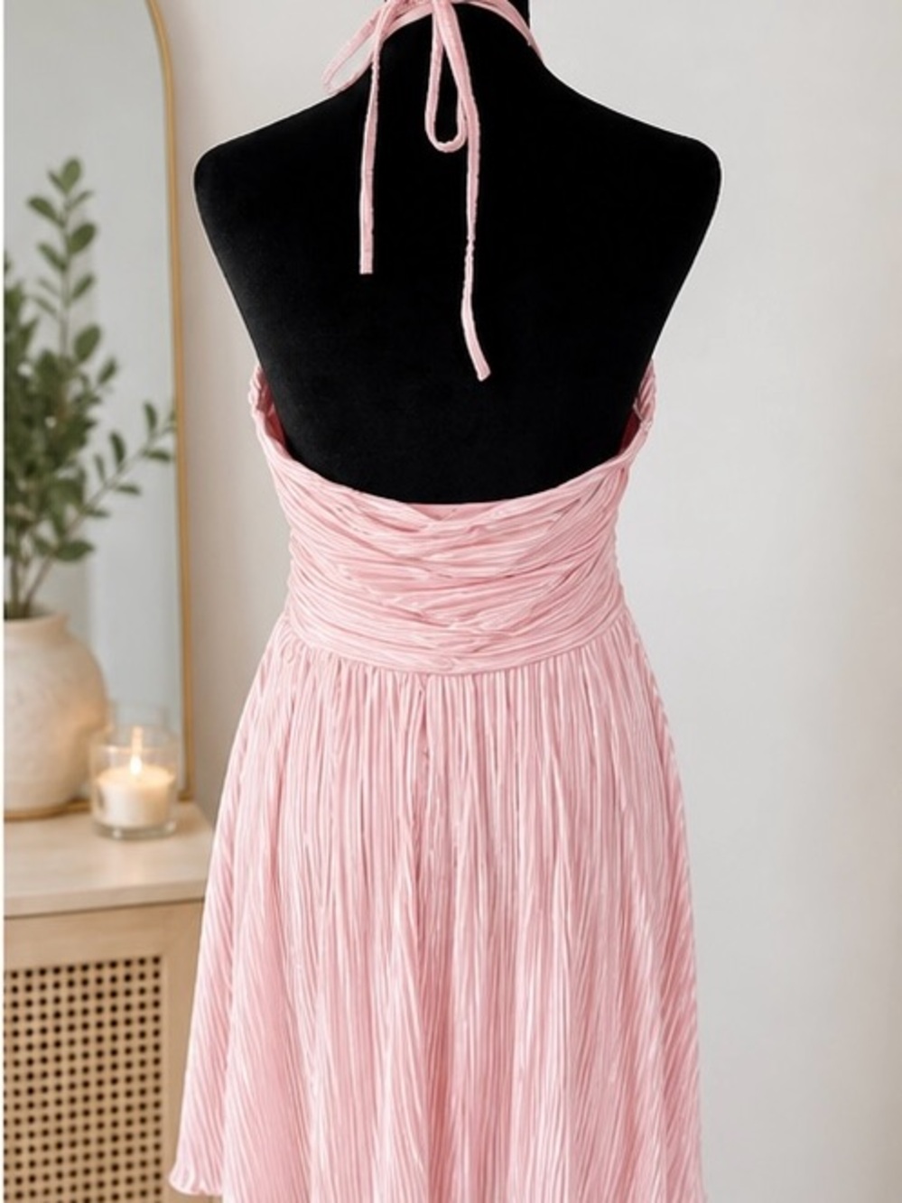 Pink Ruched Halter Mini Dress - Picture 3 of 3